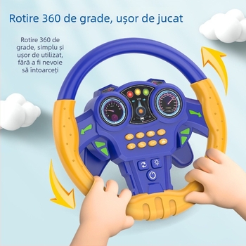 Volan mare pentru copii, cu lumini și muzică, mod poveste și joc părinte-copil, din plastic, alimentat cu baterii uscate, pentru copii 4–6 ani.