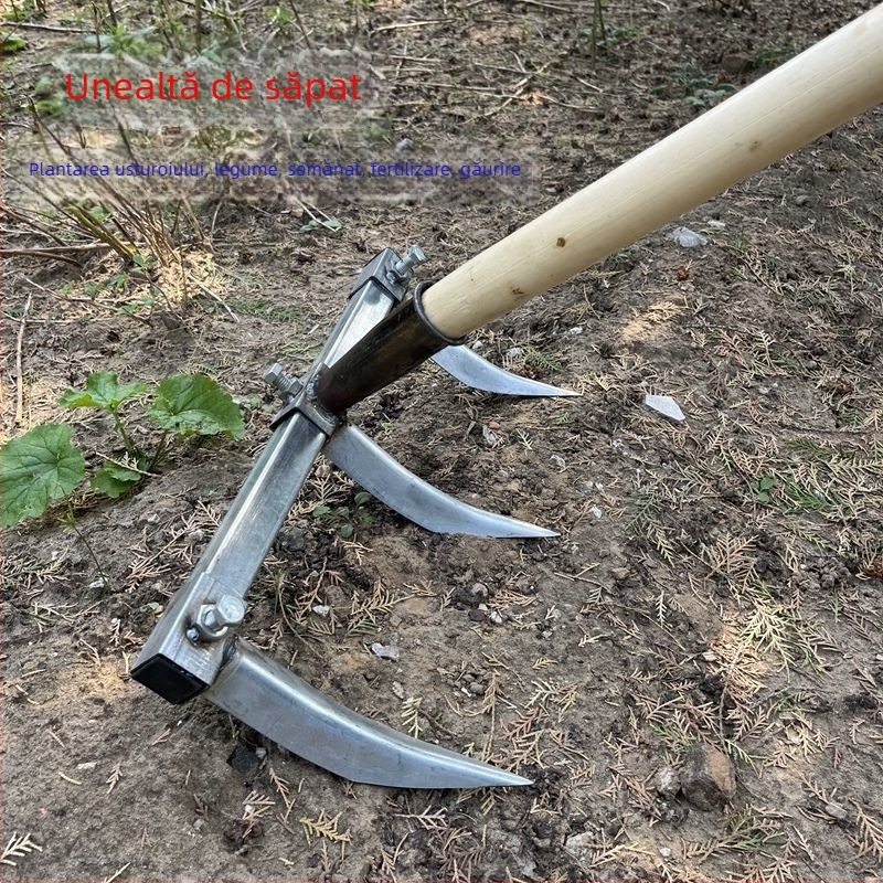 Greblă de plug pentru șanțuri de usturoi și răsaduri, unealtă veche de cultivare a legumelor și porumbului (Brand: Consultation; Domeniu: Agricultură)