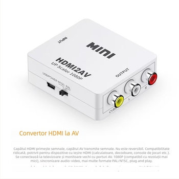 Convertor video AV către HDMI pentru console de jocuri, 1080P, compatibil cu toate sistemele, trezire de la distanță, gestionare energiei