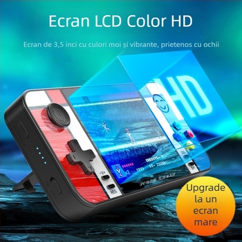 Consola portabilă retro D41 cu power bank încorporat, 2 în 1, USB/AV cablat, OS pe 4 biți, RPG