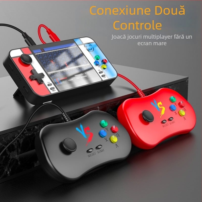 Consola portabilă retro D41 cu power bank încorporat, 2 în 1, USB/AV cablat, OS pe 4 biți, RPG