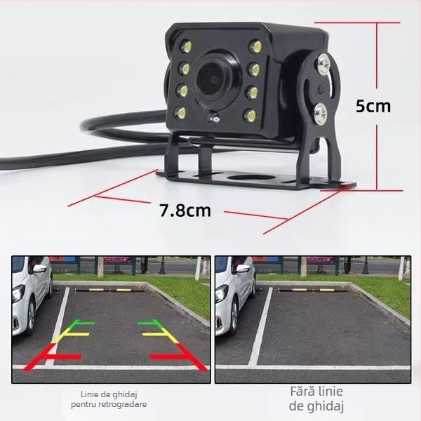 Cameră HD pentru mers înapoi pentru camioane, combine agricole și autobuze, universal 12-24V, 720p, unghi de vizualizare 140°, model A1, greutate 120 g