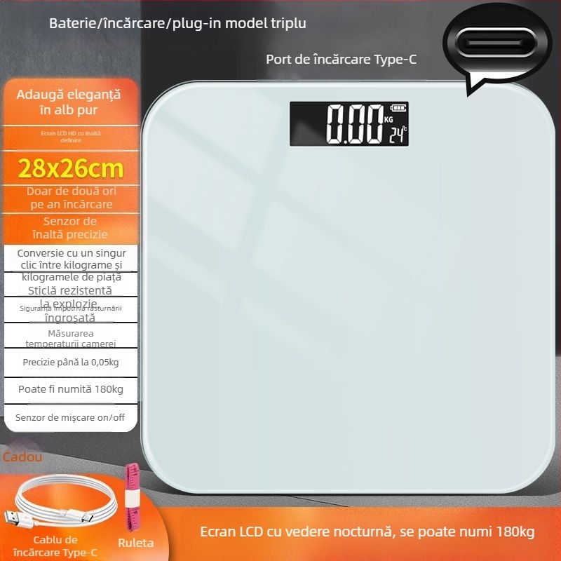 Cântar electronic pentru adulți – reîncărcabil, precis, pentru uz casnic sau în cămin