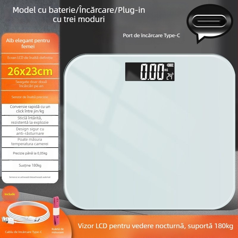 Cântar electronic pentru adulți – reîncărcabil, precis, pentru uz casnic sau în cămin