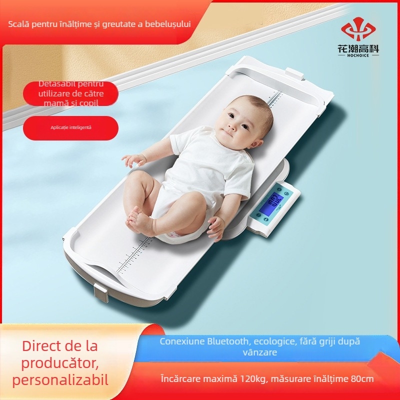 Cântar pentru nou-născuți și sugari - Design cu divizare, Alimentare USB/Baterie, Capacitate 120 kg