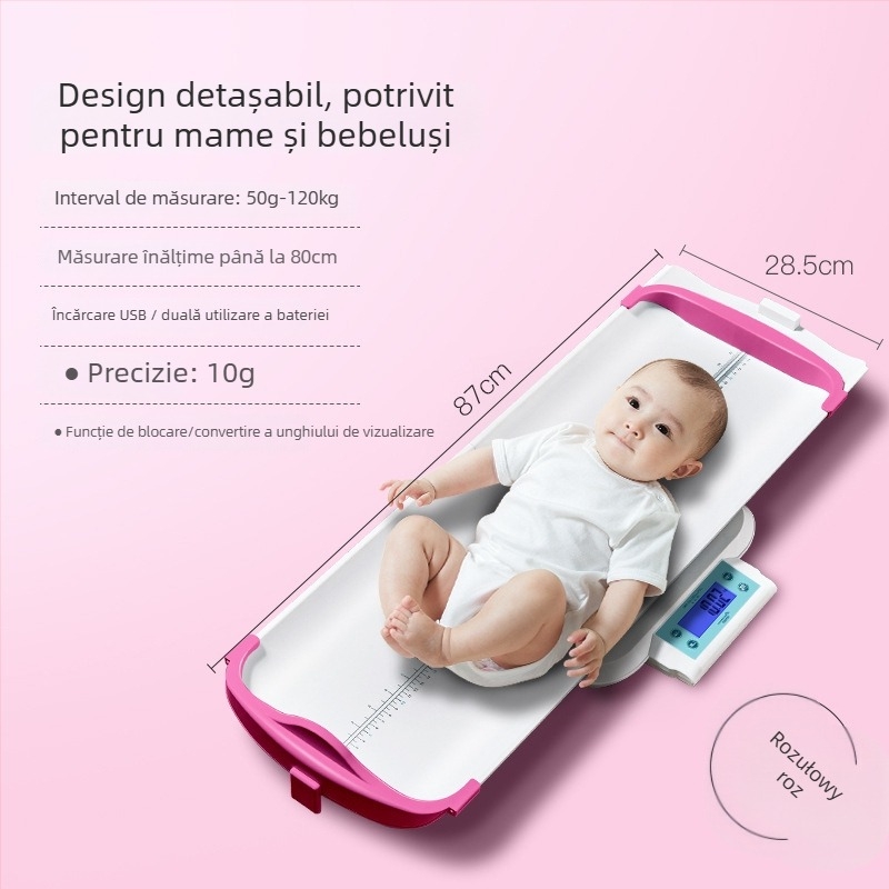 Cântar pentru nou-născuți și sugari - Design cu divizare, Alimentare USB/Baterie, Capacitate 120 kg