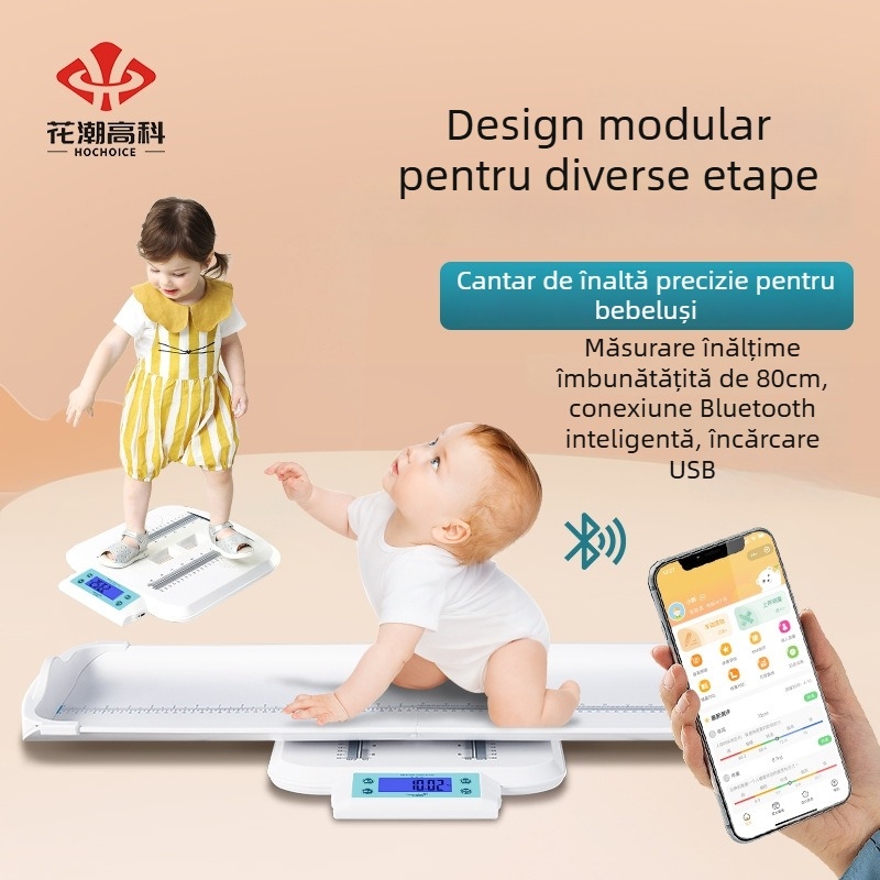 Cântar pentru nou-născuți și sugari - Design cu divizare, Alimentare USB/Baterie, Capacitate 120 kg