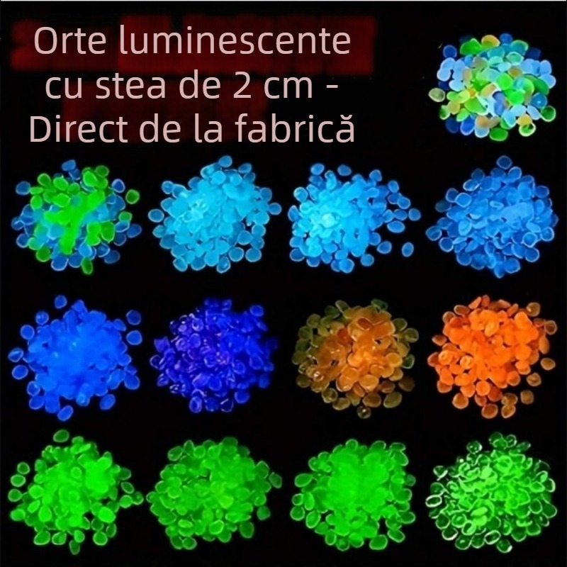 Pietre fluorescente pentru amenajări acvariu și micro-peisaje - Plastic, formă pietriș, turnare prin injecție, ambalare într-o pungă