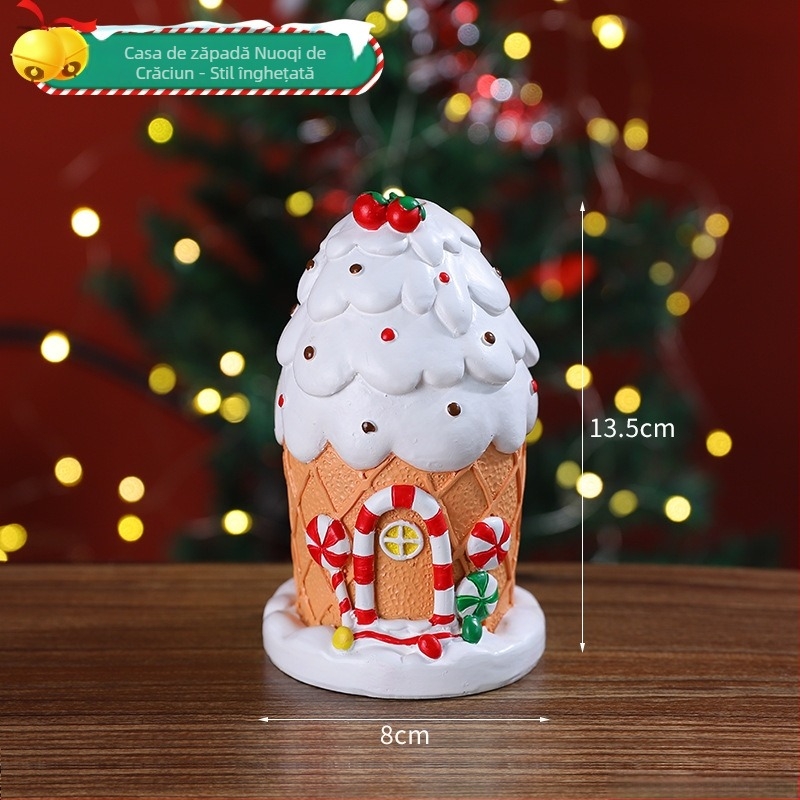 Figură de om de zăpadă din rășină – Personaj de desene animate, Vitrina de Crăciun, Micro peisaj