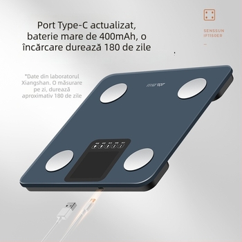 Fragrant Mountain Cântar pentru Grăsime Corporală cu Ecran Mare, Cântar Inteligent Reîncărcabil, pentru Adulți, Capacitate Maximă 150 kg