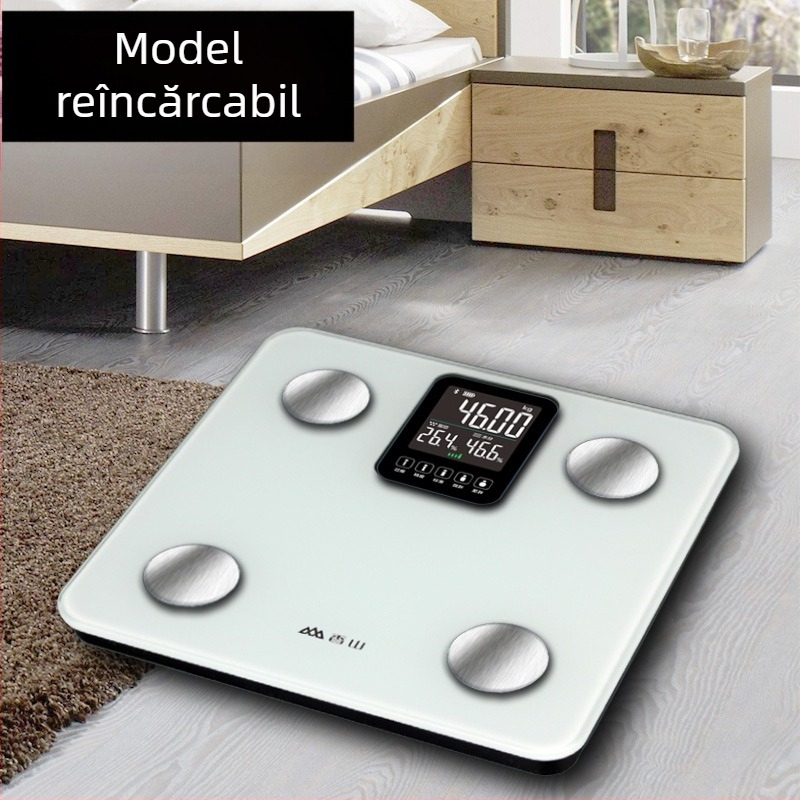 Fragrant Mountain Cântar pentru Grăsime Corporală cu Ecran Mare, Cântar Inteligent Reîncărcabil, pentru Adulți, Capacitate Maximă 150 kg