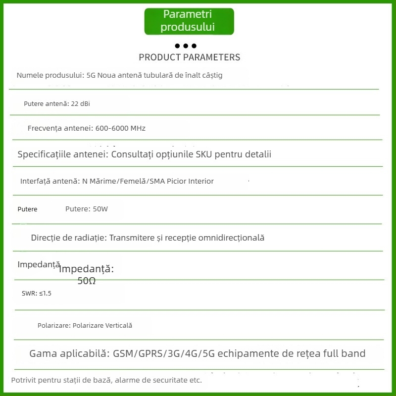 Xin Hangshun Antenă cilindrică omnidirecțională pentru semnal mobil, exterior, câștig înalt 22 dBi, compatibilă cu 2G/3G/4G/5G