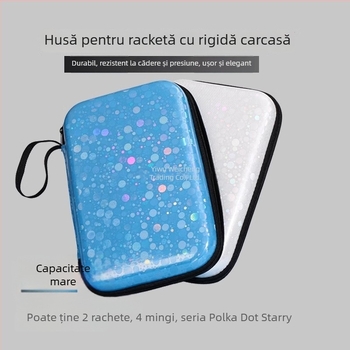 Geantă pentru rachete de ping-pong, husă dură de protecție, capacitate mare, compartimente duale pentru rachete (orizontal și vertical)