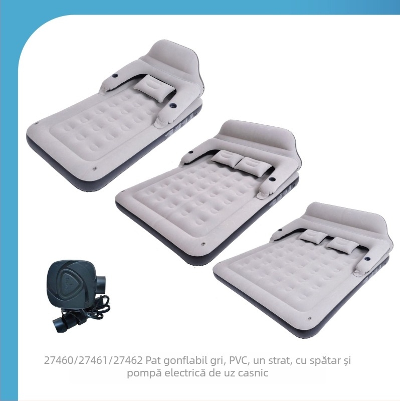 JILONG Saltea gonflabilă cu spate, grosime mare, dimensiune single XL, portabilă pentru exterior