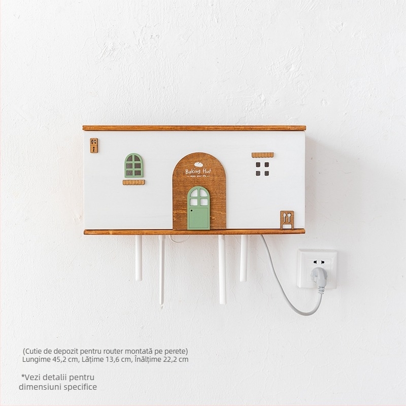 Cutie de depozitare pentru router wireless, montată pe perete, 6 niveluri, decor cu floare de mătase pentru set-top box, depozitare de călătorie