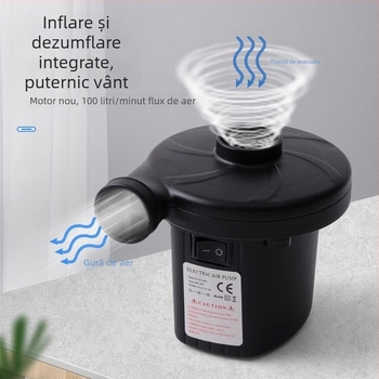 Pompa de aer portabilă pentru obiecte gonflabile cu alimentare auto, 12V, 120W, debit >70 L/min, funcționare continuă >20 min
