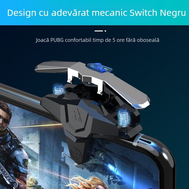 Controller JS66 cu buton puls pentru PUBG Mobile, Naraka Bladepoint și CrossFire — interfață USB, conectivitate wireless, ABS carcasă, fără vibrații, compatibil cu iOS și Android