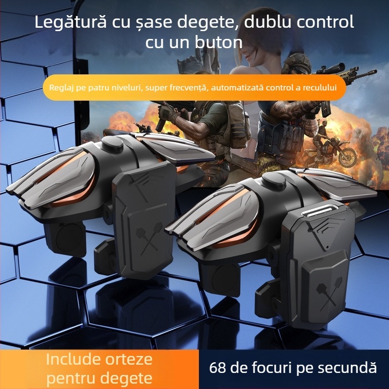 Magic Duck js-61 controller de joc fără fir, impuls pentru șase degete, interfață USB-C, aliaj ABS+ zinc, greutate 0,1 kg