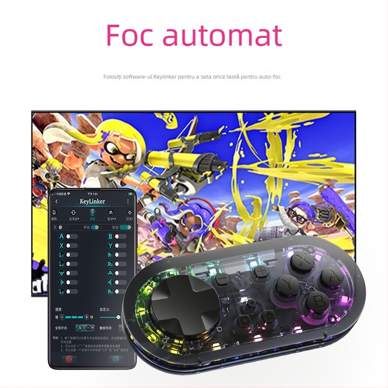Controler de joc YS54 - Wireless cu vibrații pentru Switch/Android/PC, interfață TYPE-C, ABS+PC