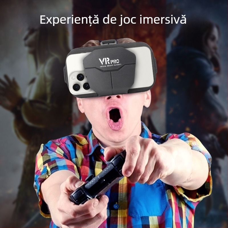 Ochelari VR pentru mobil, cu montură pe cap, realitate virtuală 3D pentru filme și jocuri | Ecran: 300; Intrare video: telefon; Rezoluție: 720-1080; Dimensiune ecran: 4-7