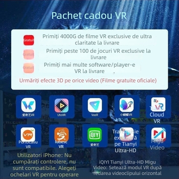 Ochelari VR, cinema 3D stereoscopic, realitate virtuală, imersiune panoramică, pentru smartphone