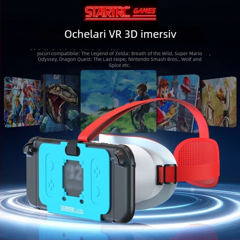 Casca VR compatibilă cu Nintendo Switch 2, montată pe cap, ecran de 32 inch, model: ochelari VR purtați
