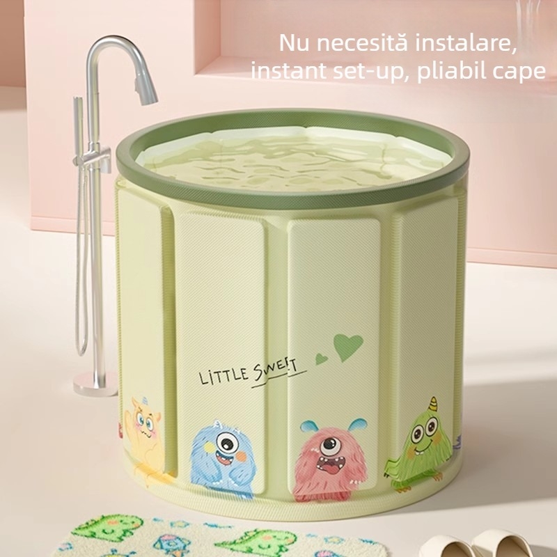 Cadă de baie pliabilă pentru copii, material PVC, cu controlul temperaturii și funcție de bule