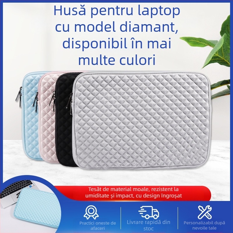 Geantă interioară pentru laptop din Lycra cu fermoar pentru MacBook Air/Pro; impermeabilă, rezistentă la uzură și la cutremure; buzunar pentru laptop; căptușeală din flanel