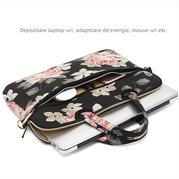 Kayond KY-20 Geantă de umăr pentru notebook/tabletă – Pânză, Fermoar, buzunar intern cu fermoar, buzunar pentru telefon, Model cu dungi