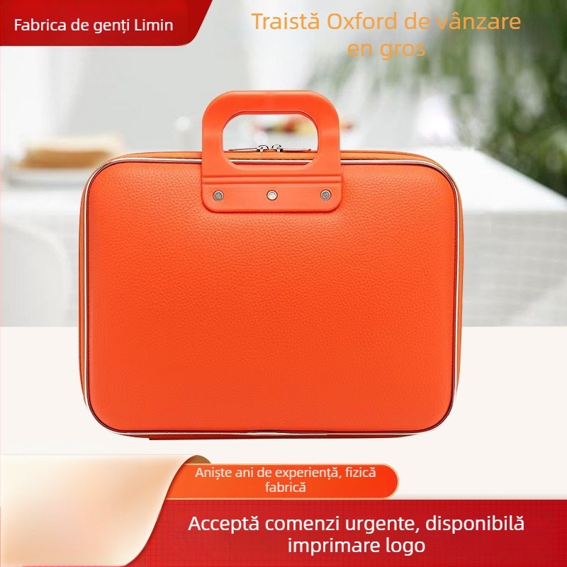 Geantă de birou din PU, rezistentă la apă, cu buzunar intern pentru laptop, fermoar, model LM-825