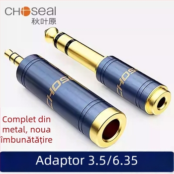 Adaptor audio Akihabara de la 6,5 mm la 3,5 mm pentru chitară, tastatură, microfon și căști – model QD2022/QD2023