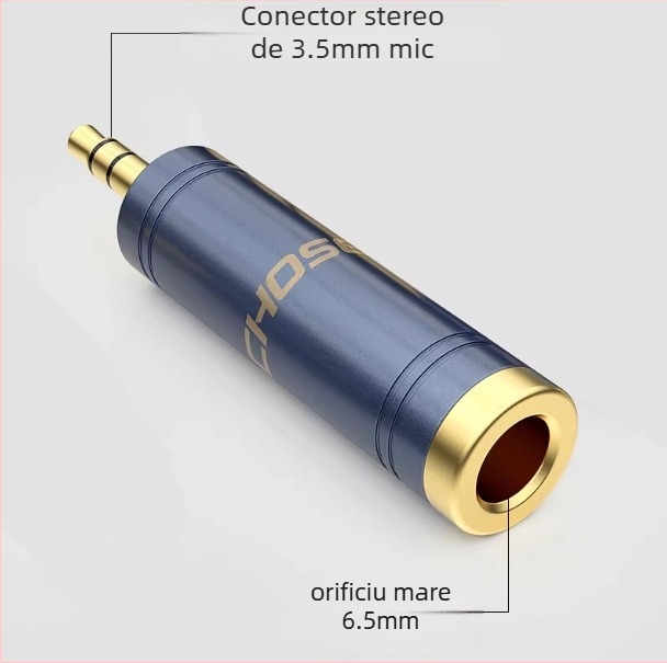 Adaptor audio Akihabara de la 6,5 mm la 3,5 mm pentru chitară, tastatură, microfon și căști – model QD2022/QD2023