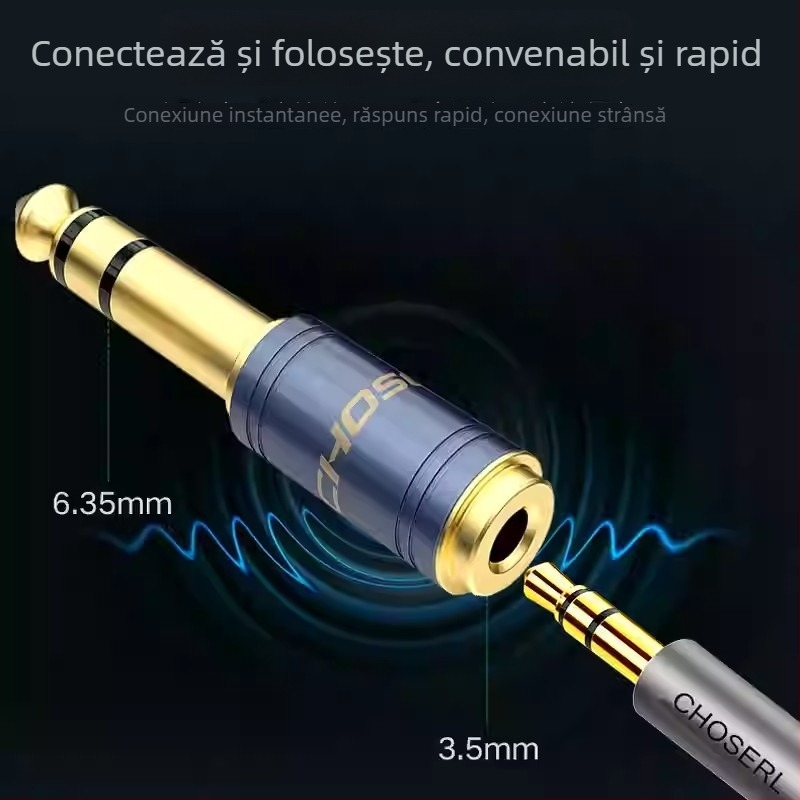 Adaptor audio Akihabara de la 6,5 mm la 3,5 mm pentru chitară, tastatură, microfon și căști – model QD2022/QD2023