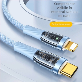 Cablu de încărcare rapidă 3-în-1 cu Lightning, Micro USB și Type-C, cablu împletit, indicator de lumină, ieșire maximă 480