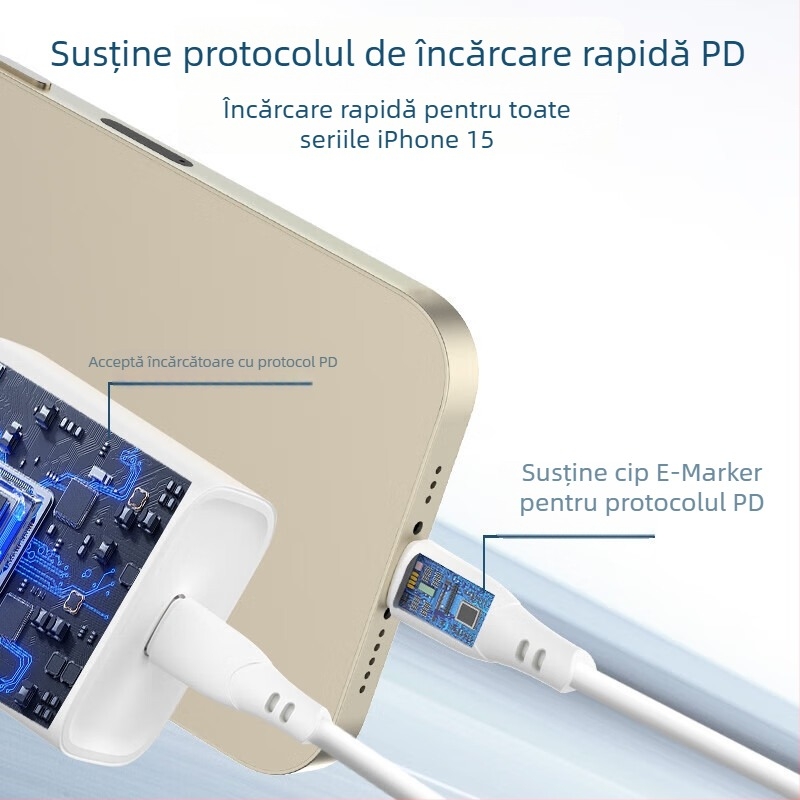 Cablu Philips USB-C pentru încărcare rapidă și transfer de date, PD 100W, lungime 1–2 m