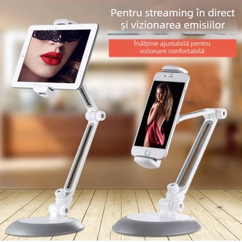 Suport din aliaj, în stil lampă de birou, reglabil la 360°, universal pentru telefoane mobile și tablete, suport de masă cu mecanism de ridicare (Tidery 165; 1107 g; compatibil cu iPhone/iPad)