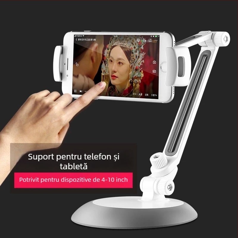Suport din aliaj, în stil lampă de birou, reglabil la 360°, universal pentru telefoane mobile și tablete, suport de masă cu mecanism de ridicare (Tidery 165; 1107 g; compatibil cu iPhone/iPad)