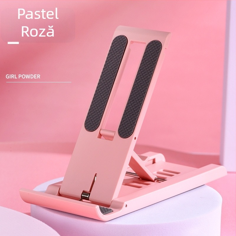 Suport de birou pentru telefon mobil și tabletă, pliabil, compact, mecanism push-pull, plastic