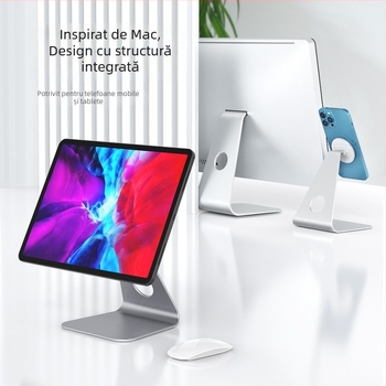 Suport de birou magnetic pentru dispozitive Apple – bază din aliaj de aluminiu, model PB01-13, prelucrare OEM, compatibil cu iPad și iPhone