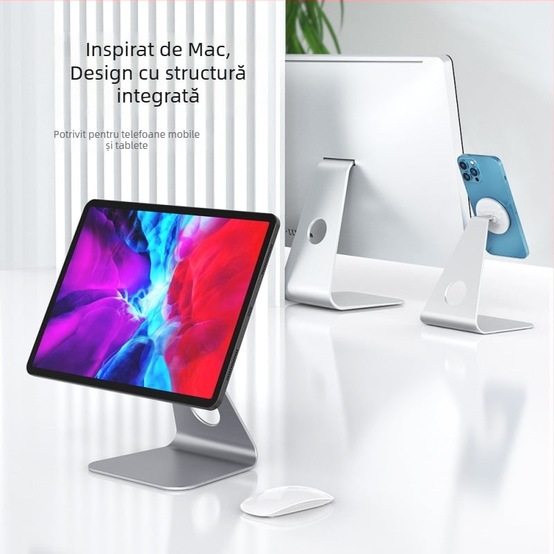 Suport de birou magnetic pentru dispozitive Apple – bază din aliaj de aluminiu, model PB01-13, prelucrare OEM, compatibil cu iPad și iPhone