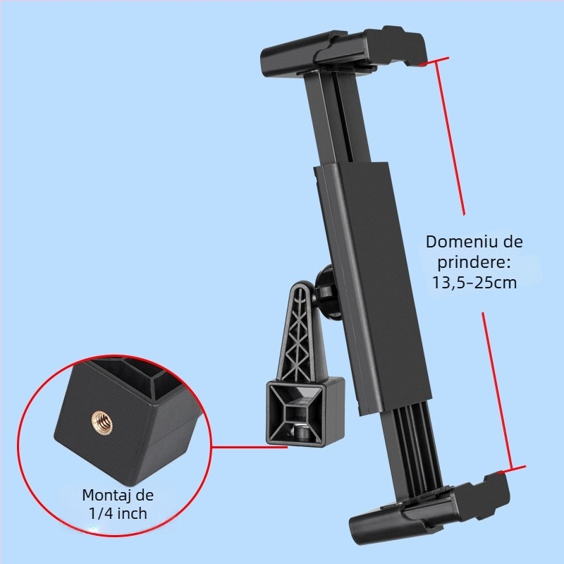 Suport pentru tabletă cu clemă din placă groasă – grosimea clemei 27 mm, articulație cu bilă de 17 mm, greutate 144 g