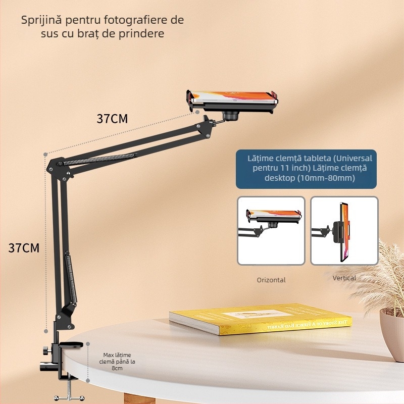 Suport pentru telefon și tabletă cu clips pentru montare la pat, pentru streaming live și vizionare îndelungată – ABS, Model D37, Compatibilitate generală, Fără personalizare