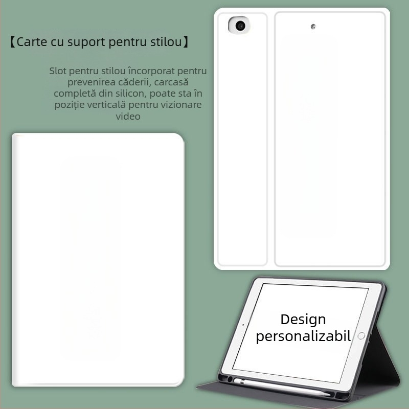 Carcasă DIY de protecție pentru iPad pentru tablete Apple – textură mătase din piele artificială, rezistență la șocuri, suport, disipare a căldurii, modul de somn