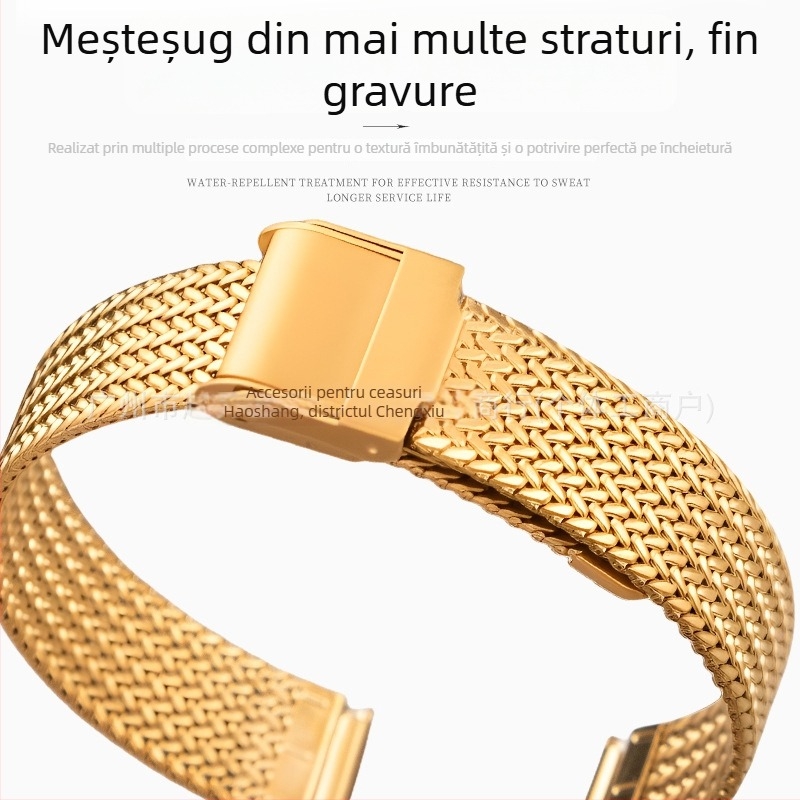 Brățară Apple Watch Haoxiang, plasă milaneză Herringbone din oțel inoxidabil, compatibilă cu Apple Watch Series 9