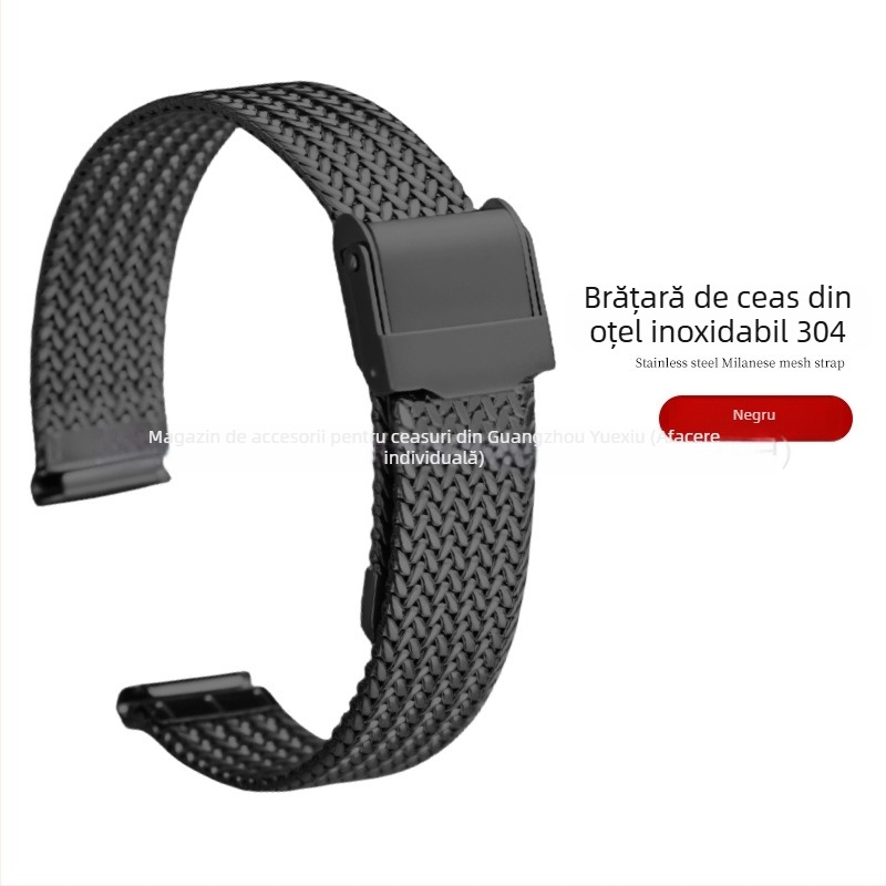 Brățară Apple Watch Haoxiang, plasă milaneză Herringbone din oțel inoxidabil, compatibilă cu Apple Watch Series 9