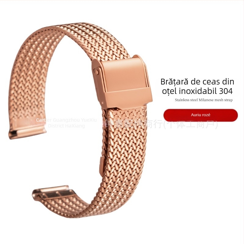 Brățară Apple Watch Haoxiang, plasă milaneză Herringbone din oțel inoxidabil, compatibilă cu Apple Watch Series 9