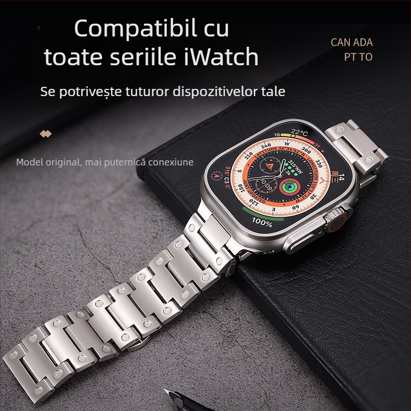 Penghun curea Apple Watch Ultra din oțel inoxidabil cu lanț metalic | Material: 29990800995 | Stil: Business | Compatibilitate: Apple Watch Ultra