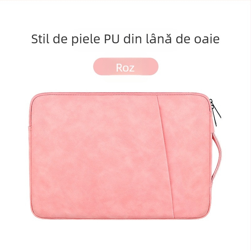 Husă pentru laptop cu căptușeală PU în textură piele de oaie — impermeabilă, ultra-ușoară, rezistentă la uzură și protecție a marginilor, pentru MacBook