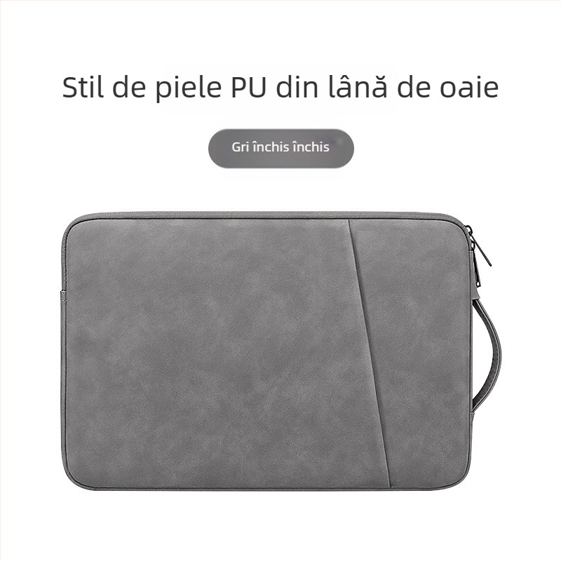 Husă pentru laptop cu căptușeală PU în textură piele de oaie — impermeabilă, ultra-ușoară, rezistentă la uzură și protecție a marginilor, pentru MacBook