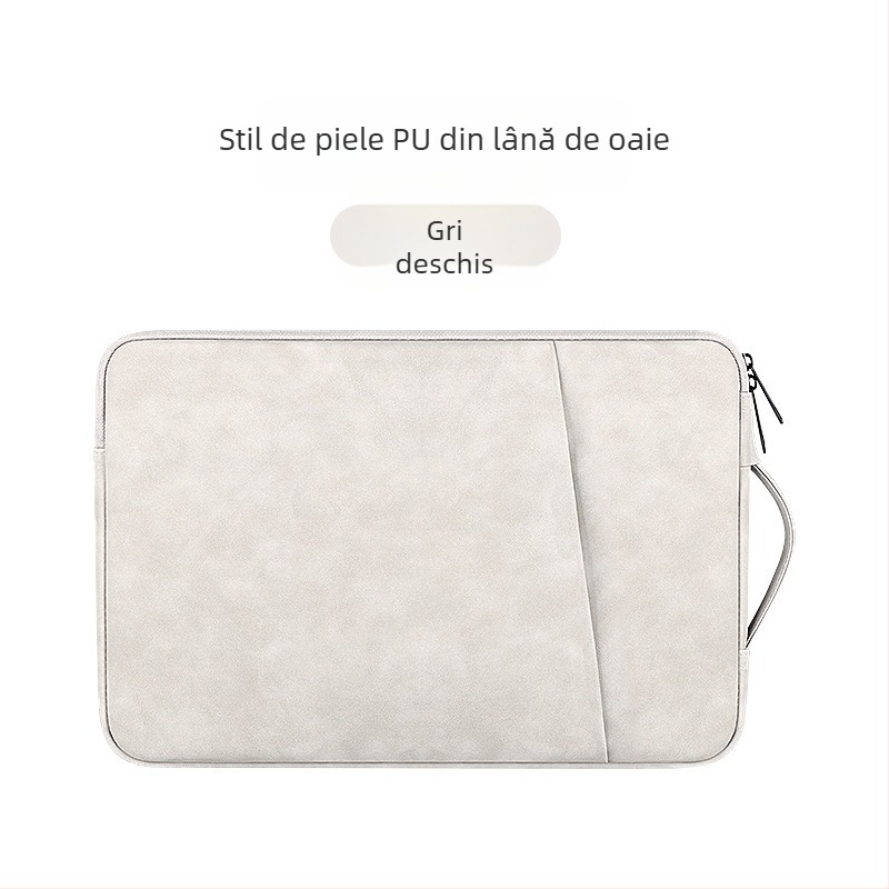 Husă pentru laptop cu căptușeală PU în textură piele de oaie — impermeabilă, ultra-ușoară, rezistentă la uzură și protecție a marginilor, pentru MacBook